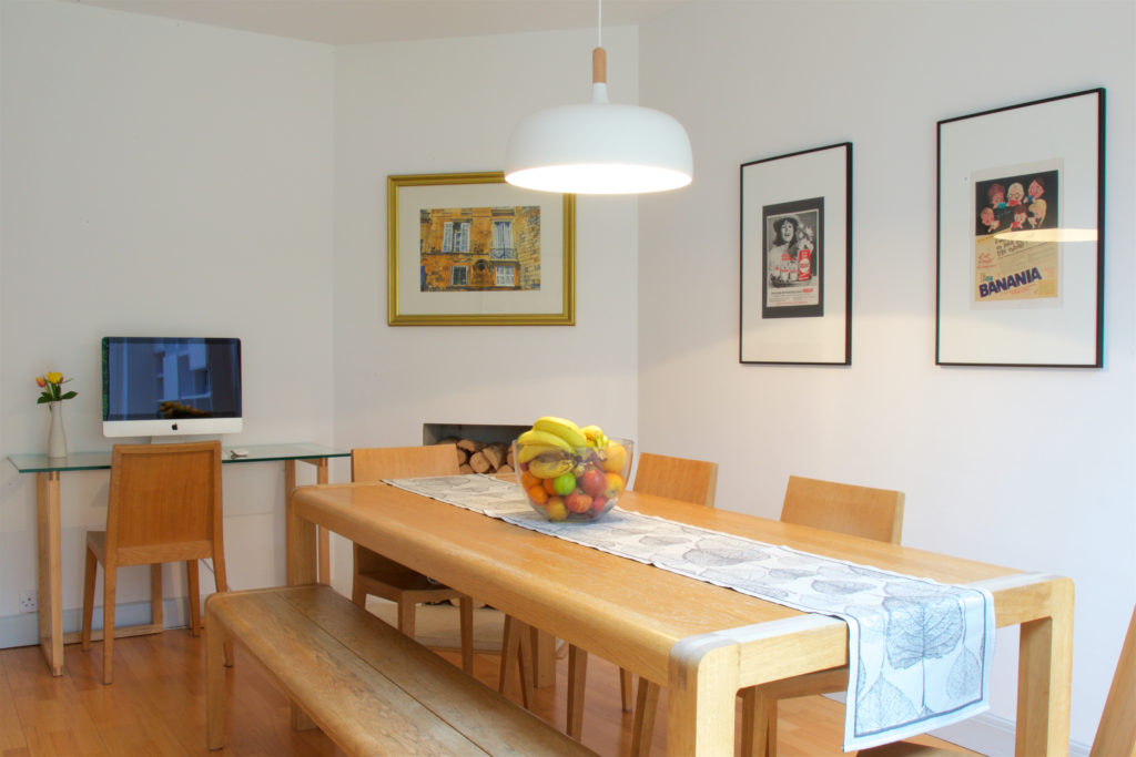 Light filled office space in a kitchen-dining room