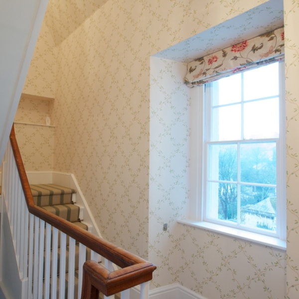 Carefully contrasting patterns on the stairs