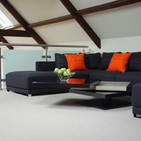 Living room of converted barn