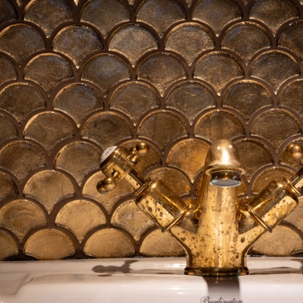 Basin brassware close up