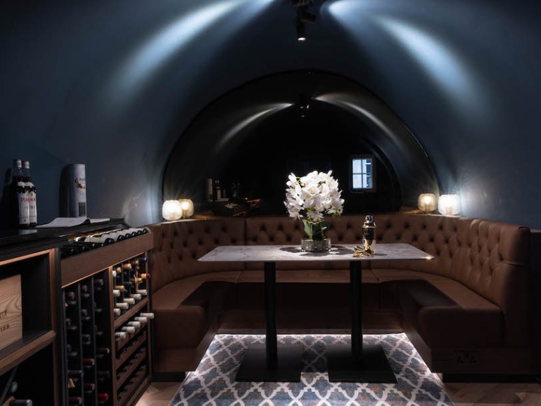 Wine vault banquette seating